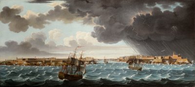 Una de un conjunto de siete vistas de La Valeta, Malta y sus alrededores de Alberto Pullicino